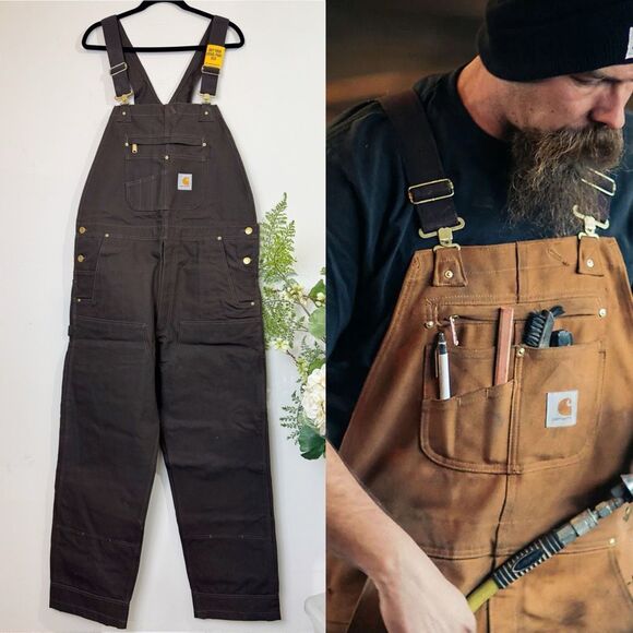 Carhartt Other - Carhartt Brown and Black Men's Overalls